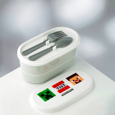 Puckator Minecraft White Lunch Box With Cutlery