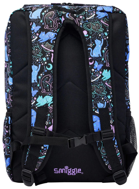 Smiggle Black Cat Wild Side Attach Foldover Backpack 45cm