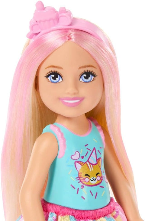 Barbie Club Chelsea Birthday-Themed Small Doll With Pink-Streaked Blonde Hair & Party Accessories JJB37