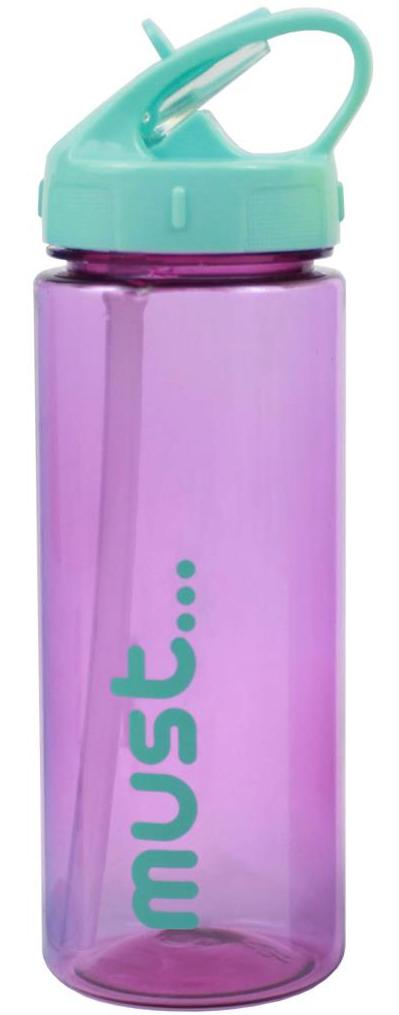 Must Transparent Purple & Blue Water Bottle 500ml With Straw