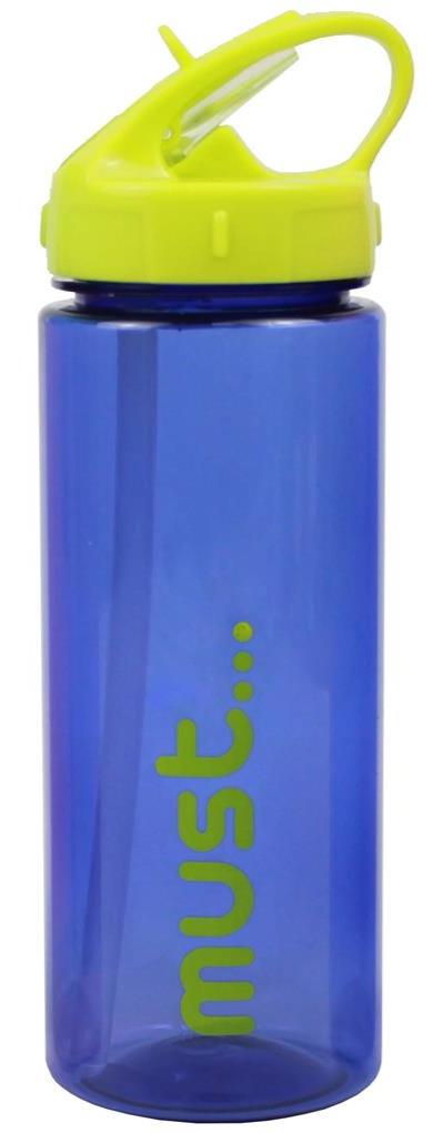 Must Transparent Blue & Yellow Water Bottle 500ml With Straw