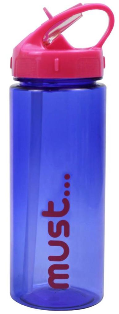 Must Transparent Blue & Pink Water Bottle 500ml With Straw