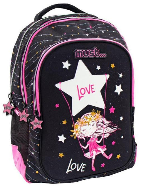 Must Star Love Glow In The Dark 3 Compartments Backpack 43cm