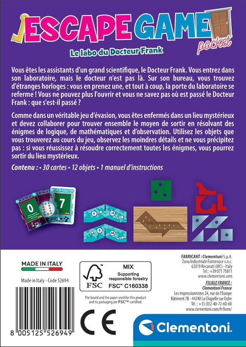 Clementoni Escape Game Le Labo Du Docteur Frank