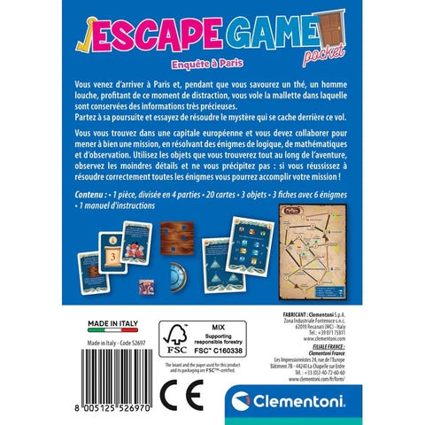 Clementoni Escape Game Enquête à Paris