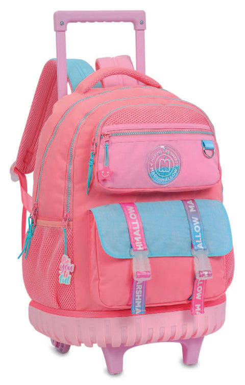 DKT Marshmallow Galaxy Coral 2 Compartments Trolley Backpack 46cm