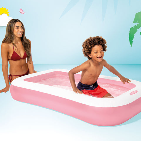 Rectangular Pink Inflatable Kiddie Pool 166x100x28cm