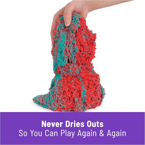 Kinetic Sand Mold n` Flow, 1.5lbs Red and Teal Play Sand