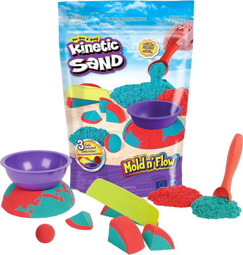 Kinetic Sand Mold n` Flow, 1.5lbs Red and Teal Play Sand