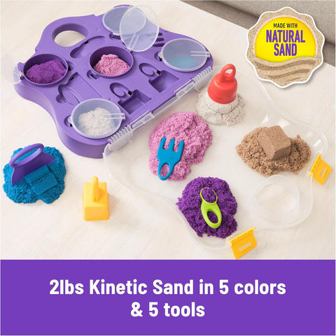 Kinetic Sand Variety Case with Beach, Neon & Shimmer Play Sand (2lbs)