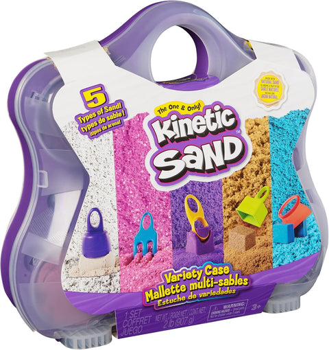 Kinetic Sand Variety Case with Beach, Neon & Shimmer Play Sand (2lbs)