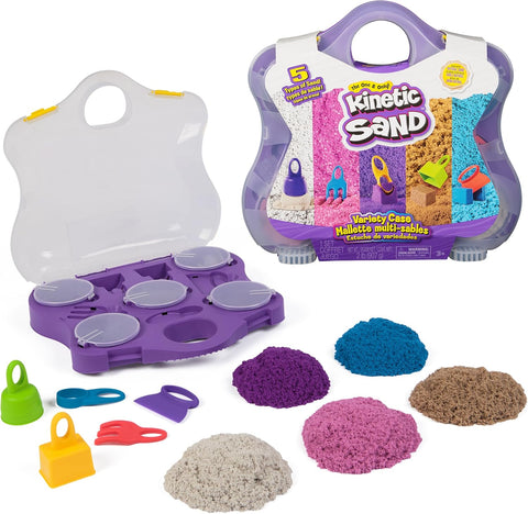 Kinetic Sand Variety Case with Beach, Neon & Shimmer Play Sand (2lbs)