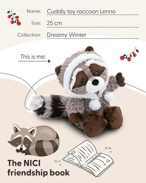 Nici Soft Toy Raccoon Lenno With Hood 27cm