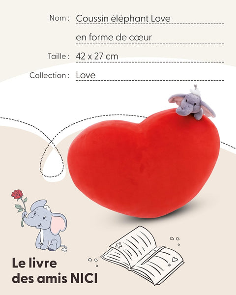 Nici Heart-shaped Cushion Love Elephant 42cm