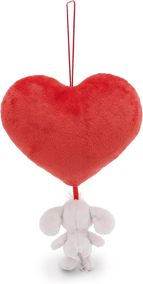Nici Plush Heart With Soft Toy Love Elephant Light Grey & Suction Cup 27cm