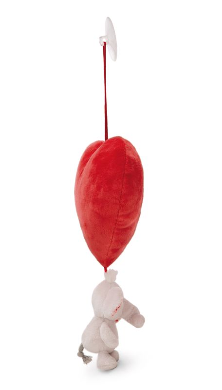 Nici Plush Heart With Soft Toy Love Elephant Light Grey & Suction Cup 27cm