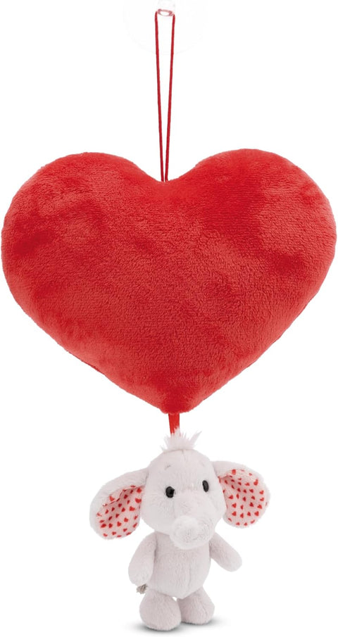 Nici Plush Heart With Soft Toy Love Elephant Light Grey & Suction Cup 27cm