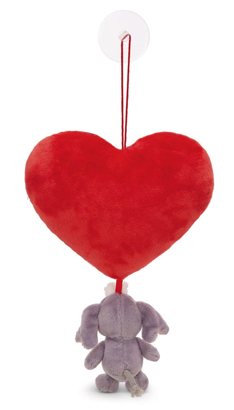 Nici Plush Heart With Soft Toy Love Elephant dark Grey & Suction Cup 27cm