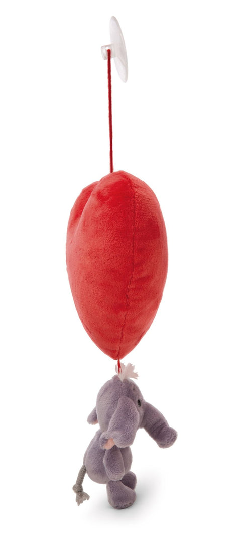 Nici Plush Heart With Soft Toy Love Elephant dark Grey & Suction Cup 27cm