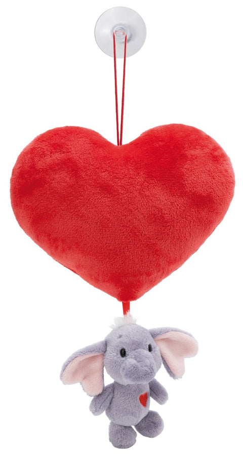 Nici Plush Heart With Soft Toy Love Elephant dark Grey & Suction Cup 27cm
