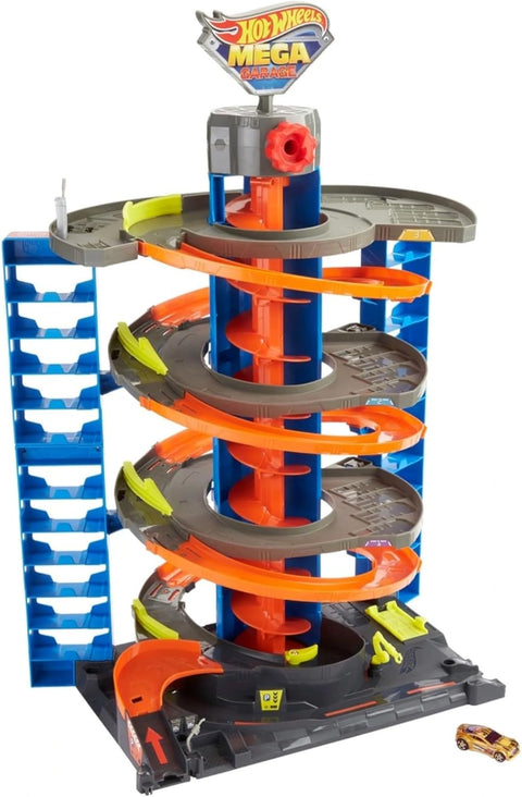 Hot Wheels City Mega Garage Playset with Corkscrew Elevator & Storage for 60+ Cars