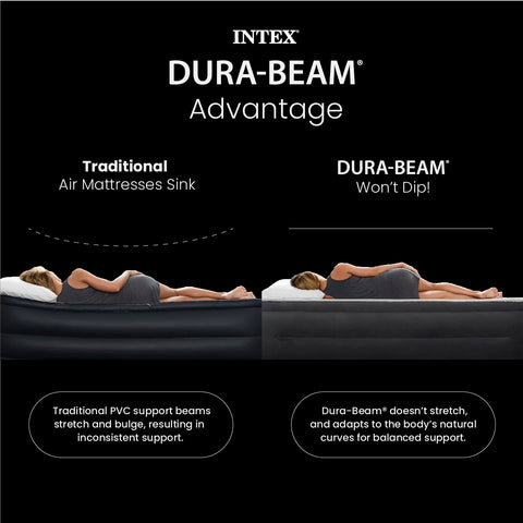 Intex Twin Dura-Beam Prestige Downy Air Mattress with Rechargeable Pump 191x99x25cm