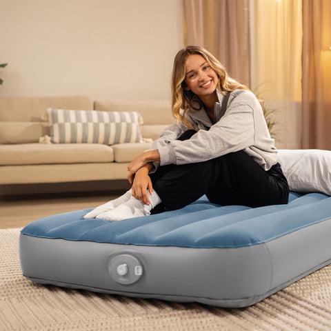 Intex Twin Dura-Beam Prestige Downy Air Mattress with Rechargeable Pump 191x99x25cm
