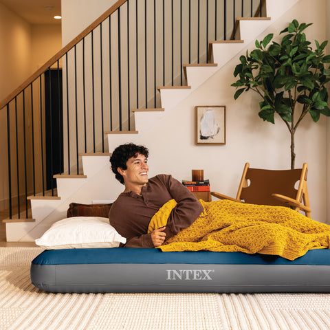 Intex Twin Dura-Beam Prestige Downy Air Mattress with Rechargeable Pump 191x99x25cm