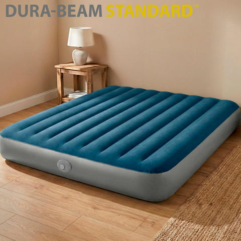 Intex Queen Dura-Beam Prestige Downy Air Mattress with Rechargeable Pump 203x152x25cm