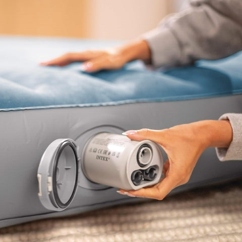 Intex Queen Dura-Beam Prestige Downy Air Mattress with Rechargeable Pump 203x152x25cm