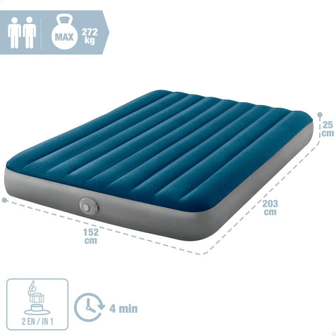 Intex Queen Dura-Beam Prestige Downy Air Mattress with Rechargeable Pump 203x152x25cm