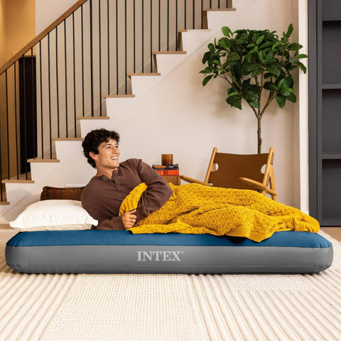 Intex Queen Dura-Beam Prestige Downy Air Mattress with Rechargeable Pump 203x152x25cm