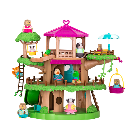 Li'l Woodzeez Family Treehouse Playhouse with Accessories