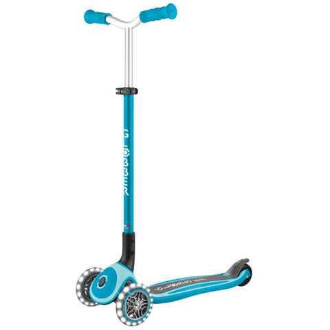 Globber Master Lights Foldable 3-Wheel Scooter Aqua 4-14 Years