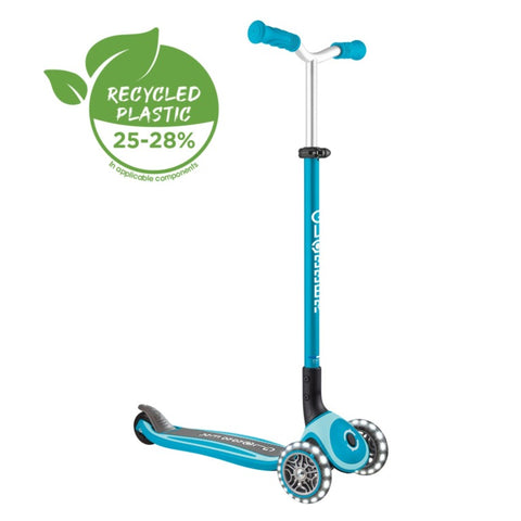Globber Master Lights Foldable 3-Wheel Scooter Aqua 4-14 Years
