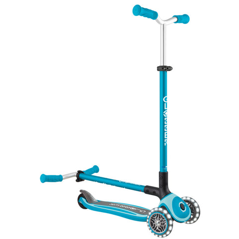 Globber Master Lights Foldable 3-Wheel Scooter Aqua 4-14 Years
