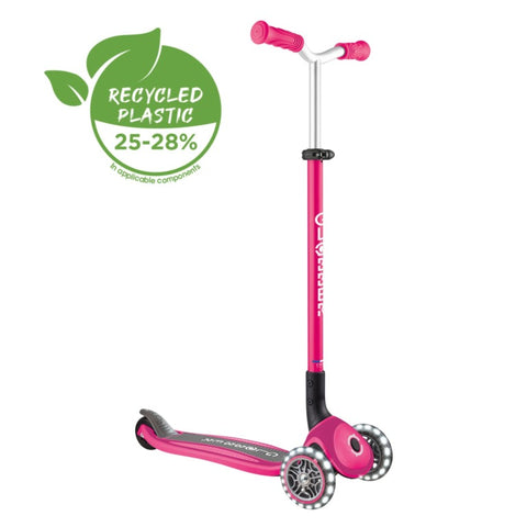 Globber Master Lights Foldable 3-Wheel Scooter Fuschia 4-14 Years