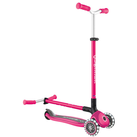 Globber Master Lights Foldable 3-Wheel Scooter Fuschia 4-14 Years