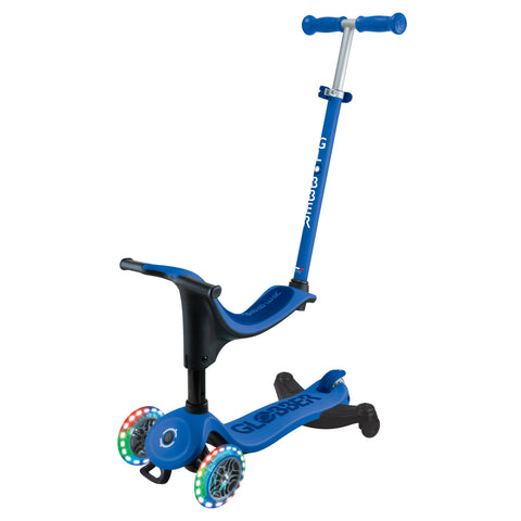 Globber GO•UP Sporty Lights 360 Scooter With Seat Deep Blue 1-7 Years