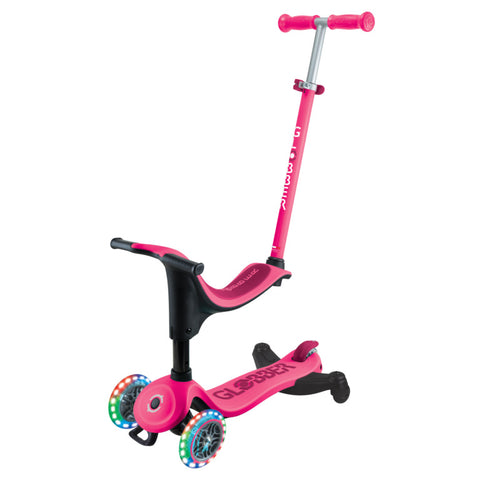 Globber GO•UP Sporty Lights 360 Scooter With Seat Fuschia 1-7 Years