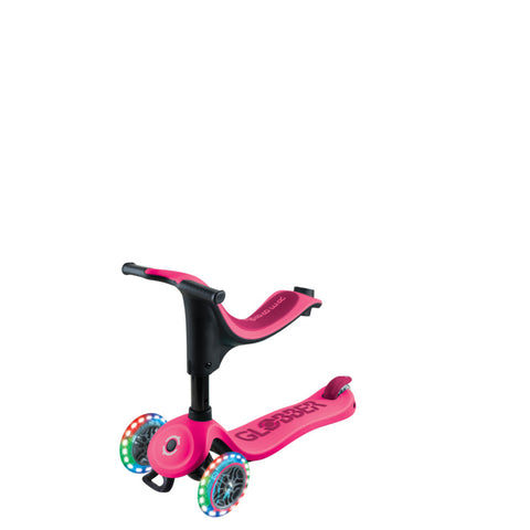 Globber GO•UP Sporty Lights 360 Scooter With Seat Fuschia 1-7 Years