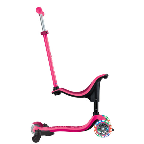 Globber GO•UP Sporty Lights 360 Scooter With Seat Fuschia 1-7 Years