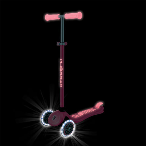 Globber Primo Plus Lights Glow 3-Wheel Scooter Coral Pink 3-9 Years