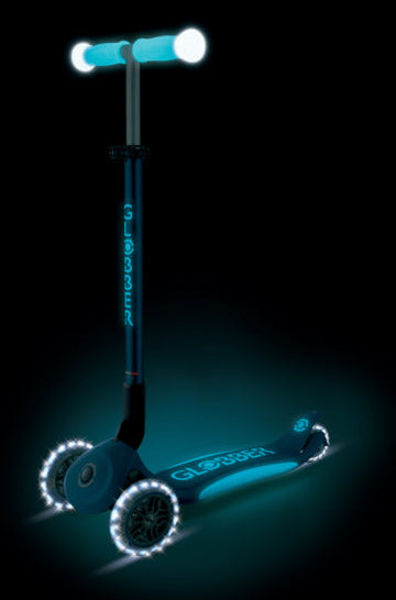 Globber Elite Lights Glow 3-Wheel Scooter Deep Blue 3-9 Year