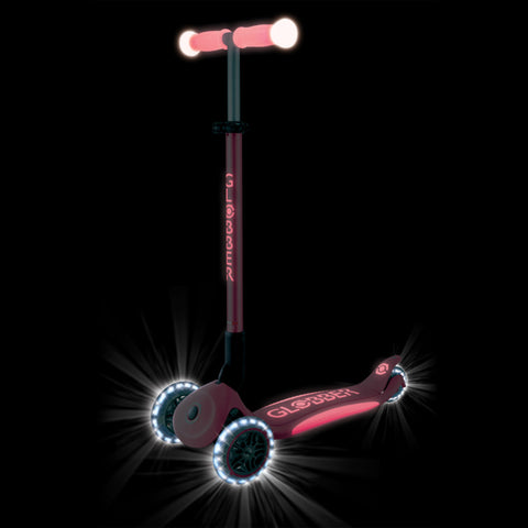 Globber Elite Lights Glow 3-Wheel Scooter Coral Pink 3-9 Year