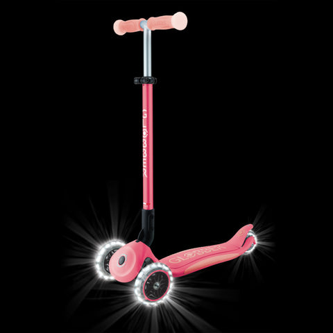 Globber Elite Lights Glow 3-Wheel Scooter Coral Pink 3-9 Year