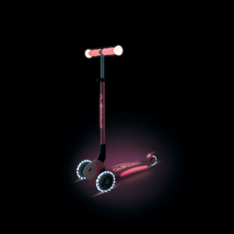 Globber Elite Lights Glow 3-Wheel Scooter Coral Pink 3-9 Year