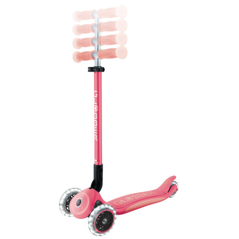 Globber Elite Lights Glow 3-Wheel Scooter Coral Pink 3-9 Year