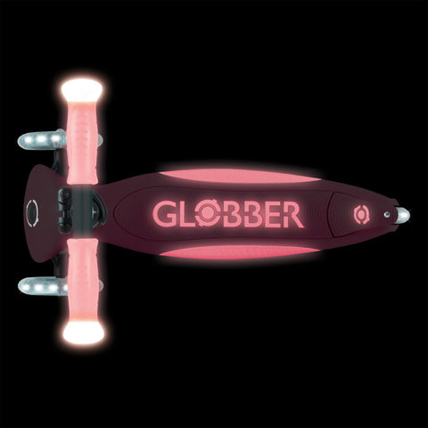 Globber Elite Lights Glow 3-Wheel Scooter Coral Pink 3-9 Year