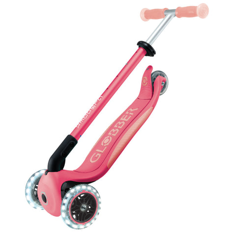 Globber Elite Lights Glow 3-Wheel Scooter Coral Pink 3-9 Year